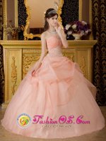 Coconut Grove Florida/FL Beaded Decorate With Baby Pink Romantic Strapless Quinceanera Dress