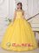 Coral Springs FL Remarkable Customize Light Yellow Lace and Ruch Quinceanera Gown With Strapless For Sweet 16