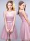 V-neck Sleeveless Lace Up Court Dresses for Sweet 16 Pink Tulle