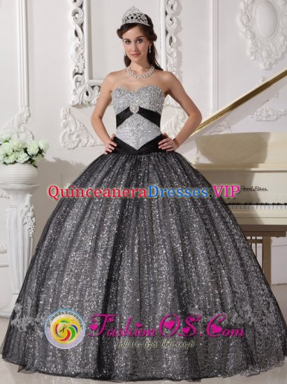Oppland Norway Paillette Over Skirt New Style For Sweetheart Quinceanera Dress Beaded Decorate Bust Ball Gown - Click Image to Close