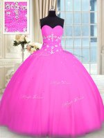 Beauteous Sweetheart Sleeveless Lace Up Quince Ball Gowns Pink Tulle