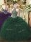 Dramatic Dark Green Sleeveless Floor Length Beading and Ruffles Lace Up Quinceanera Dress