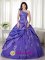 Greencastle Indiana/IN Elegant A-line Purple One Shoulder Appliques and Ruch Quinceanera Dresses Oline Taffeta and Organza