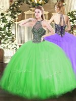 Sleeveless Tulle Lace Up Sweet 16 Quinceanera Dress for Military Ball and Sweet 16 and Quinceanera