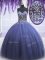 Purple Sleeveless Beading Floor Length Quinceanera Gown