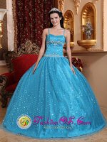 Tiffany & Co Spaghetti Straps Sequin And Beading Decorate Popular Teal Quinceanera Dress For Sweet 16 In Hollywood FL[QDZY715y-5BIZ]