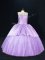 Luxurious Lavender Satin and Tulle Lace Up Quinceanera Gowns Sleeveless Floor Length Beading