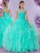 Inexpensive Scoop Sleeveless Lace Up Floor Length Beading and Ruffles Quinceanera Dress