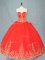 Floor Length Lace Up Quinceanera Dresses Red for Sweet 16 and Quinceanera with Beading