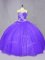 High End Sleeveless Tulle Floor Length Lace Up Quinceanera Gown in Purple with Beading