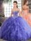Shining Lavender Sleeveless Floor Length Beading and Ruffles Lace Up Vestidos de Quinceanera