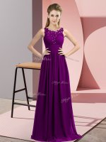 Purple Quinceanera Court Dresses Wedding Party with Beading and Appliques Scoop Sleeveless Zipper