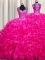 Customized Zipper Up See Through Back Fuchsia Ball Gown Prom Dress Military Ball and Sweet 16 and Quinceanera with Beading and Ruffles Straps Sleeveless Sweep Train Zipper