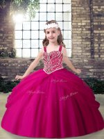 Low Price Tulle Sleeveless Floor Length Little Girls Pageant Dress Wholesale and Beading(SKU PAG1242-2BIZ)