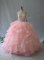Peach Sleeveless Beading and Ruffles 15 Quinceanera Dress