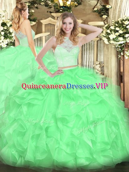 Edgy Sleeveless Lace and Ruffles Zipper Sweet 16 Quinceanera Dress - Click Image to Close
