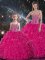 Exquisite Hot Pink Lace Up Sweet 16 Dresses Beading and Ruffles Sleeveless Floor Length