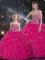 Exquisite Hot Pink Lace Up Sweet 16 Dresses Beading and Ruffles Sleeveless Floor Length