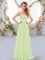 Ruching Quinceanera Court of Honor Dress Yellow Green Lace Up Sleeveless Floor Length