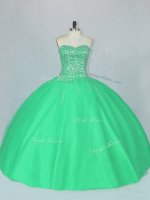 Sexy Green Tulle Lace Up Sweetheart Sleeveless Floor Length Vestidos de Quinceanera Beading(SKU PSSW1103-5BIZ)