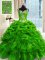 Elegant Green Straps Lace Up Beading and Ruffles and Pick Ups Vestidos de Quinceanera Sleeveless