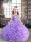 Custom Design Lavender Sleeveless Fabric With Rolling Flowers Lace Up Little Girl Pageant Dress for Party and Wedding Party