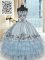 Light Blue Organza and Taffeta Lace Up Vestidos de Quinceanera Sleeveless Floor Length Beading and Embroidery and Ruffled Layers