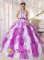 Thermopolis Wyoming/WY Elegant Embroidery Decorate Up Bodice White and Purple Ruffles Sash With Hand Made Flower Quinceanera Dress For