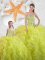 Floor Length Ball Gowns Sleeveless Yellow Green Quinceanera Gowns Lace Up