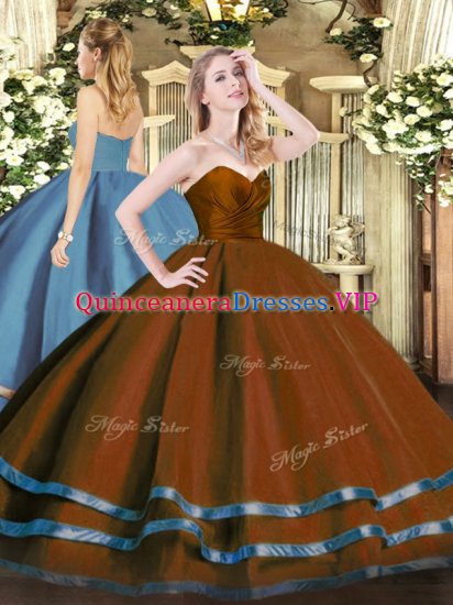 Brown Sleeveless Floor Length Ruffled Layers Zipper Quinceanera Dresses - Click Image to Close