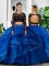 Fashionable Tulle Long Sleeves Floor Length Military Ball Gowns and Lace and Ruffles
