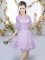 Belt Dama Dress for Quinceanera Lavender Zipper Half Sleeves Mini Length