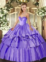 Lavender Sweetheart Neckline Beading and Ruffled Layers Quinceanera Gowns Sleeveless Lace Up