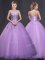 Vintage Lavender Ball Gowns Appliques Quinceanera Dresses Lace Up Tulle Sleeveless Floor Length