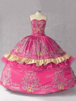 Nice Hot Pink 15th Birthday Dress Sweetheart Sleeveless Lace Up