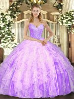 Floor Length Ball Gowns Sleeveless Lilac Sweet 16 Quinceanera Dress Lace Up