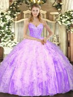 Floor Length Ball Gowns Sleeveless Lilac Sweet 16 Quinceanera Dress Lace Up