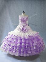 White And Purple Sweetheart Lace Up Embroidery and Ruffled Layers and Bowknot Quince Ball Gowns Sleeveless(SKU PSSW1125-3BIZ)