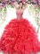 Fashion Organza Sleeveless Sweet 16 Dress Sweep Train and Beading and Ruffles