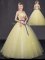 New Style Yellow Sleeveless Tulle Lace Up 15th Birthday Dress for Military Ball and Sweet 16 and Quinceanera