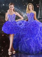 High Quality Sleeveless Beading and Ruffles Lace Up Quinceanera Dress