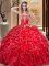Organza Sleeveless Floor Length Quinceanera Gown and Embroidery and Ruffles