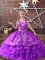 Affordable Floor Length Lavender Custom Made Pageant Dress Satin and Organza Sleeveless Embroidery and Ruffled Layers