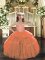 Ball Gowns Pageant Dress Toddler Orange Halter Top Tulle Sleeveless Floor Length Lace Up