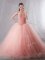 Smart Peach Ball Gowns Sweetheart Sleeveless Tulle With Brush Train Lace Up Beading Sweet 16 Dress