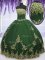 Glorious Sleeveless Tulle Floor Length Zipper Sweet 16 Dresses in Dark Green with Appliques