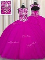 Enchanting Scoop Sleeveless Lace Up Floor Length Beading and Appliques Sweet 16 Dress