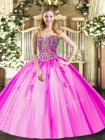 Ball Gowns Quinceanera Dresses Lilac Sweetheart Tulle Sleeveless Floor Length Lace Up