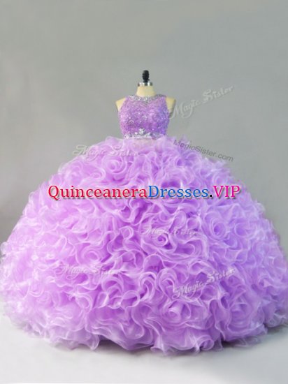 On Sale Beading and Ruffles Sweet 16 Dresses Lavender Zipper Sleeveless Floor Length - Click Image to Close