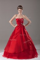 Eye-catching Wine Red Sleeveless Floor Length Beading Lace Up Quinceanera Dresses